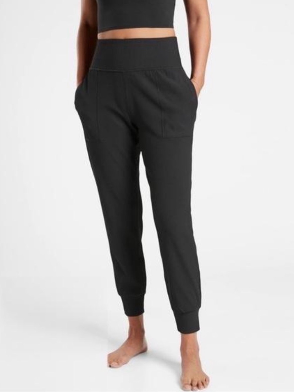Athleta Salutation Rib Jogger Pants Black Ribbed Size L